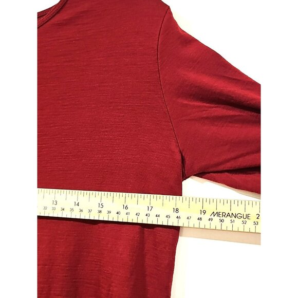 Segments Merino Wool Base Layer Small Thermal Red Burgundy Shirt Top Hiking Ski - Picture 6 of 7